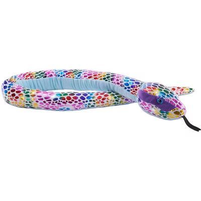 Foilkins Dotted Rainbow Snake, Stuffed Animal, 54 Inches, Plush Toy, Fill is Spun Recycled Water Bottles