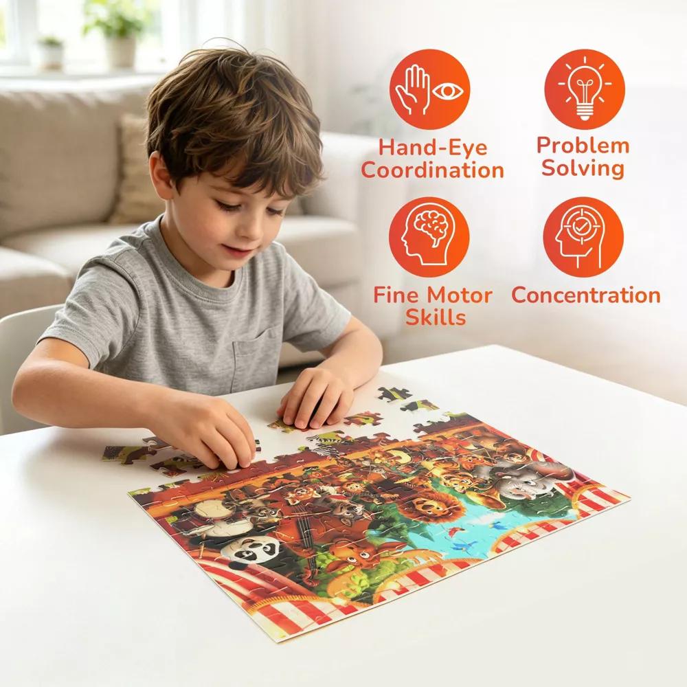 100 Piece Jigsaw Puzzles for Kids 4-8, Forest Music Festival, 15.75”x 11.75“ - Image 8