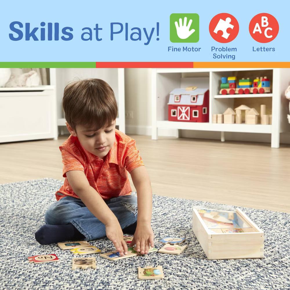 Self-Correcting Alphabet Wooden Puzzles with Storage Box 52pc: Educational Toddler Toy, Language & Motor Skills - Image 2