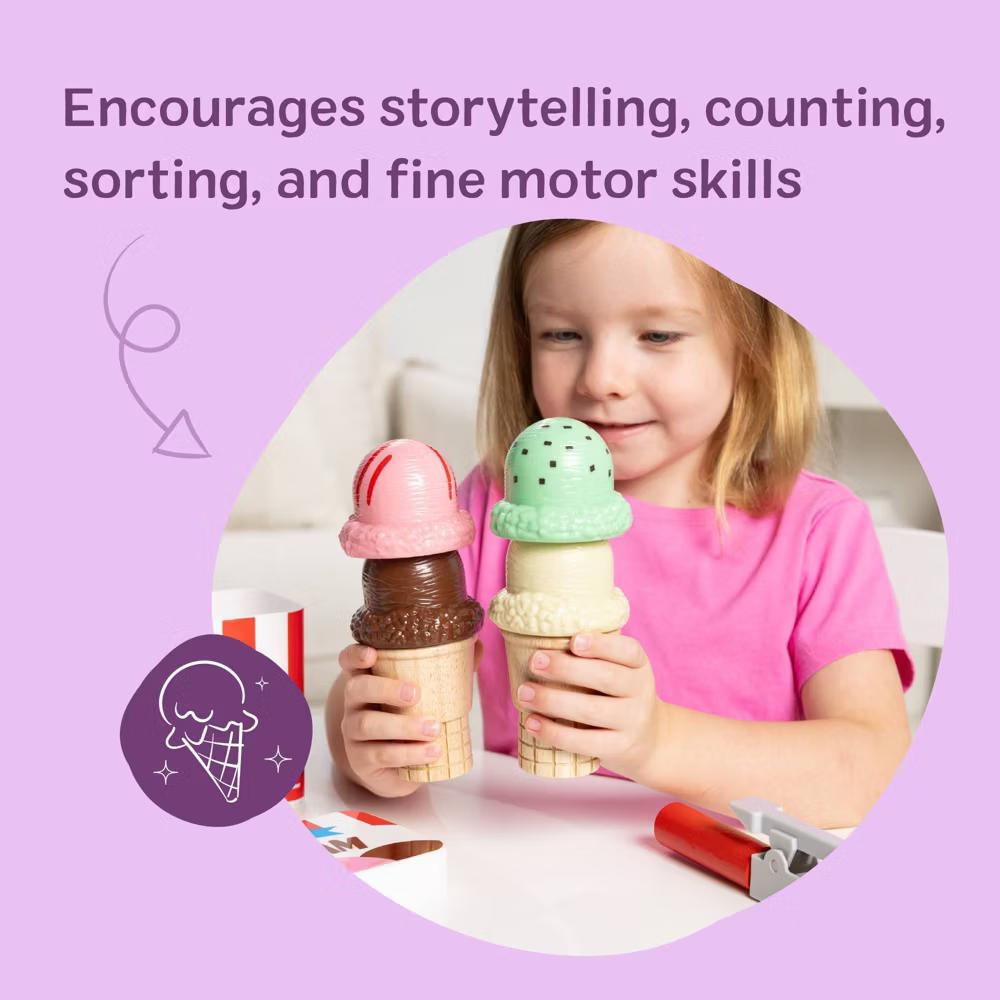Scoop and Stack Ice Cream Cone Magnetic Pretend Play Set: Creative Thinking Toy Kitchen Accessories - Image 8