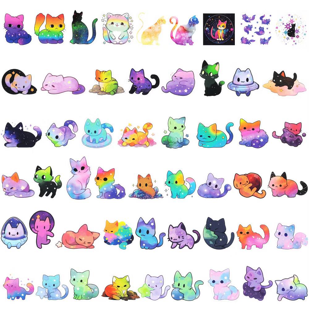 Waterproof Vinyl Stickers, 110pcs, Starry Cats - Image 5