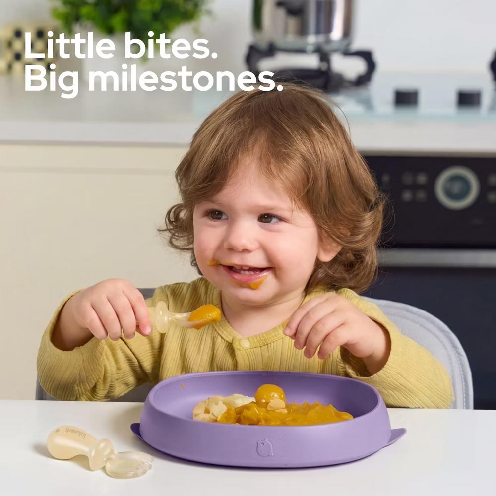 4 PCS Toddler Plates with Suction Base Spoons & Fork Baby Divided Dishes for 0 1 2 3 Years Old PPSU & Food Grade Silicone BPA Free Iris Lilac - Image 4