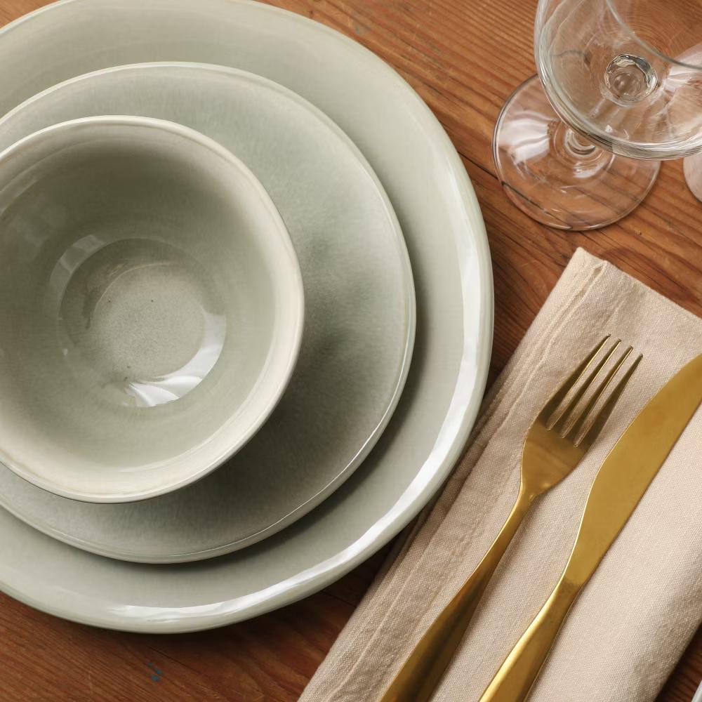 Port Barton Plates and Bowls Sets, 12-Piece Stoneware Dinnerware Sets, Reactive Glaze Dish Set, Service for 4 - Image 10