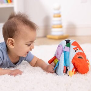 Ocean Tummy Time Triangle Infant Baby Toy, Soft Sensory Toy with Textures, Mirror: Fabric, Gross Motor Skills Development