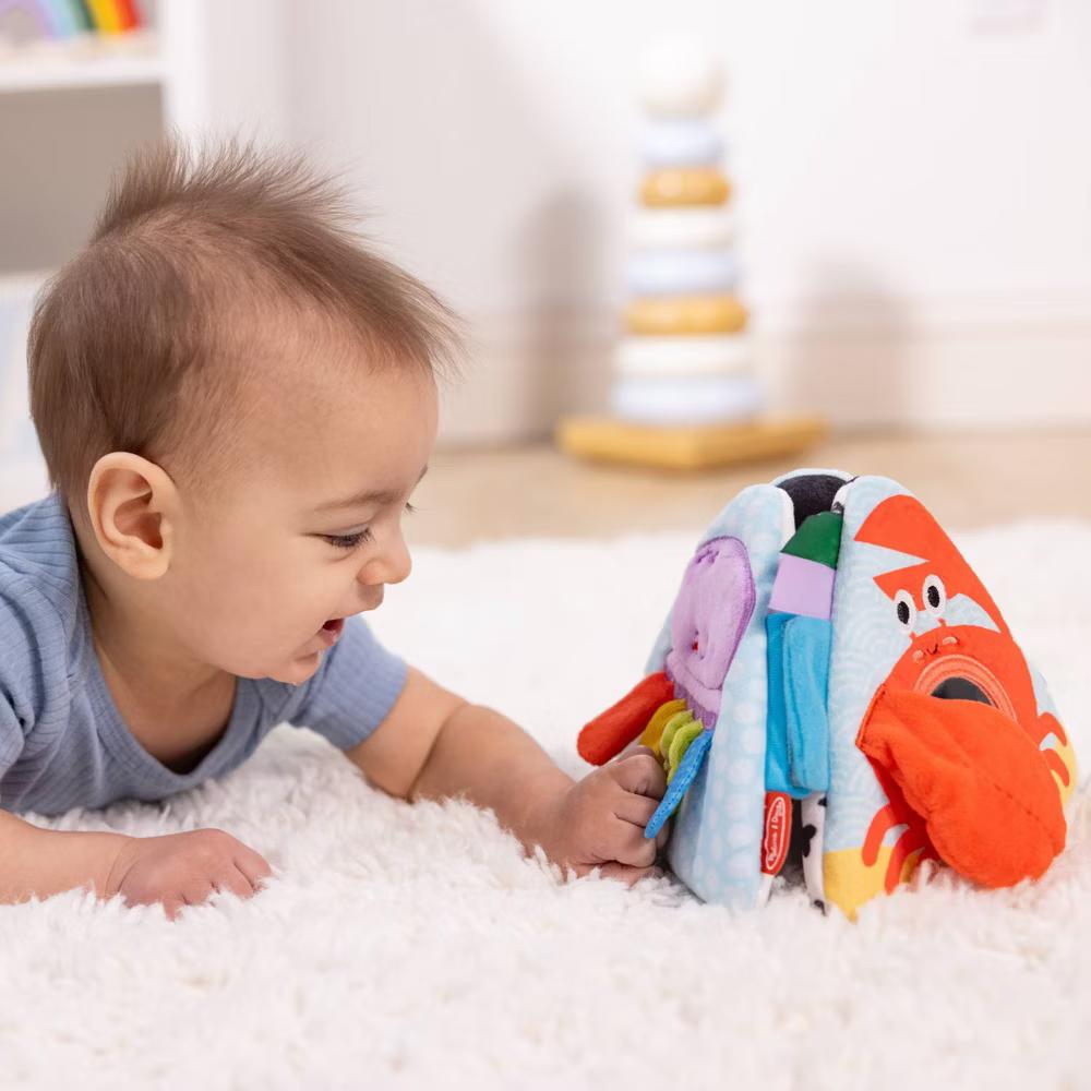 Ocean Tummy Time Triangle Infant Baby Toy, Soft Sensory Toy with Textures, Mirror: Fabric, Gross Motor Skills Development