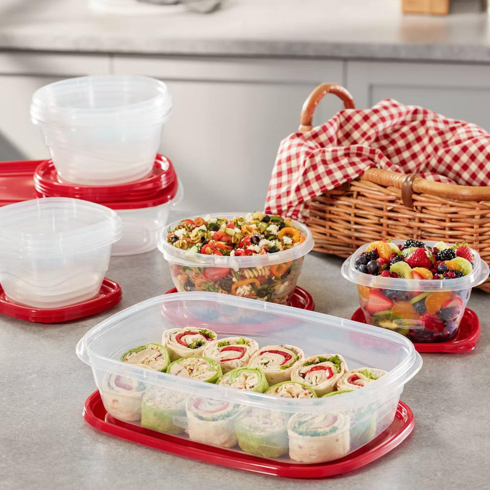TakeAlong 2pk 1.1gal Plastic Rectangle Food Storage Containers - Ruby Red: Microwave & Freezer Safe - Image 3