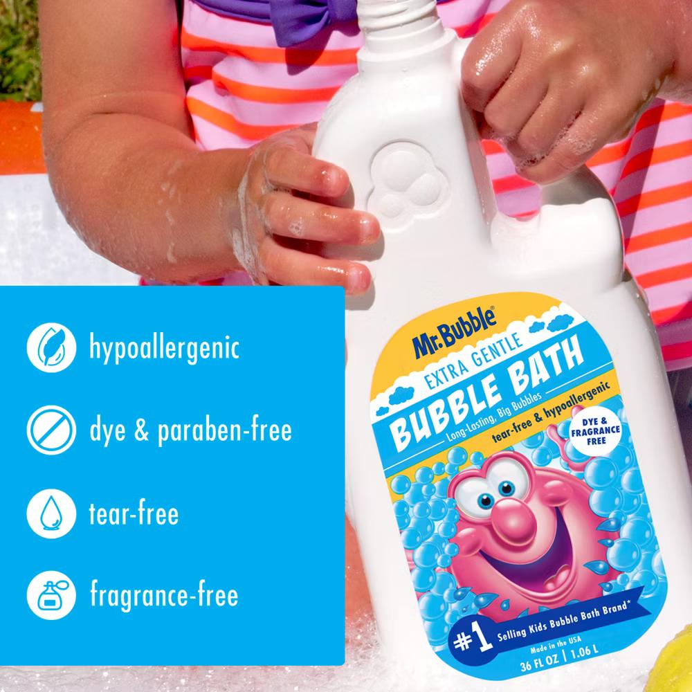 Mr. Bubble Extra Gentle Dye & Fragrance Free Bubble Bath 36-oz: Sensitive Skin, Basic Cleansing, Liquid Form - Image 9