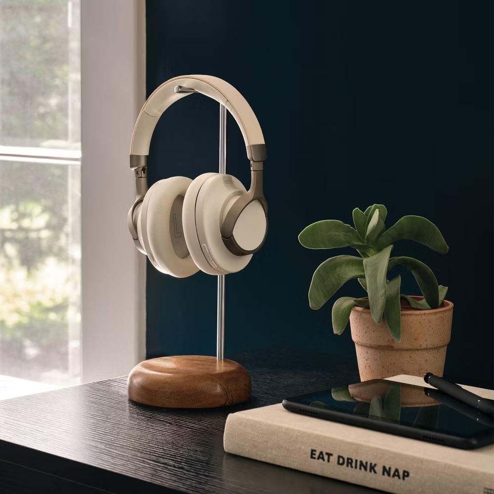 Sleek Wood and Metal Headphone Stand with Wooden Base - Image 3