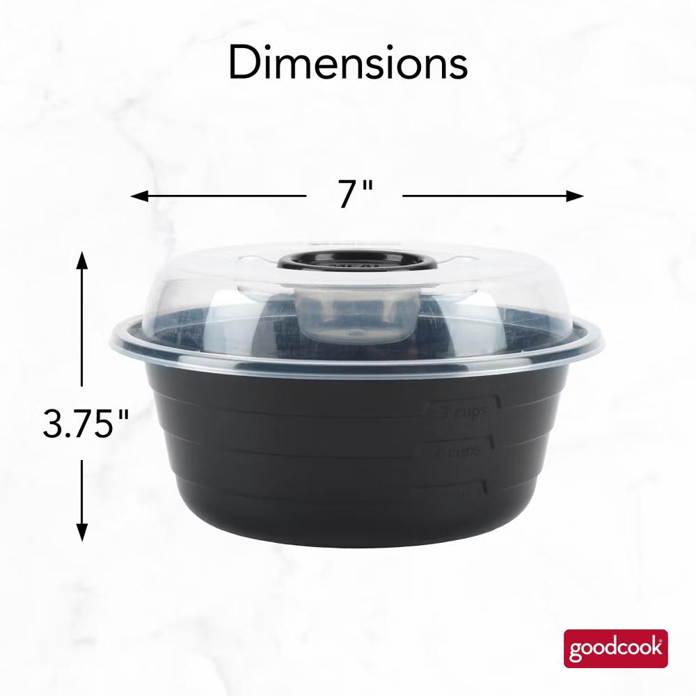 Meal Prep Salad Bowls Containers + Lids & Condiment Cup - 4Cups - 20pcs/10ct - Black - Image 9