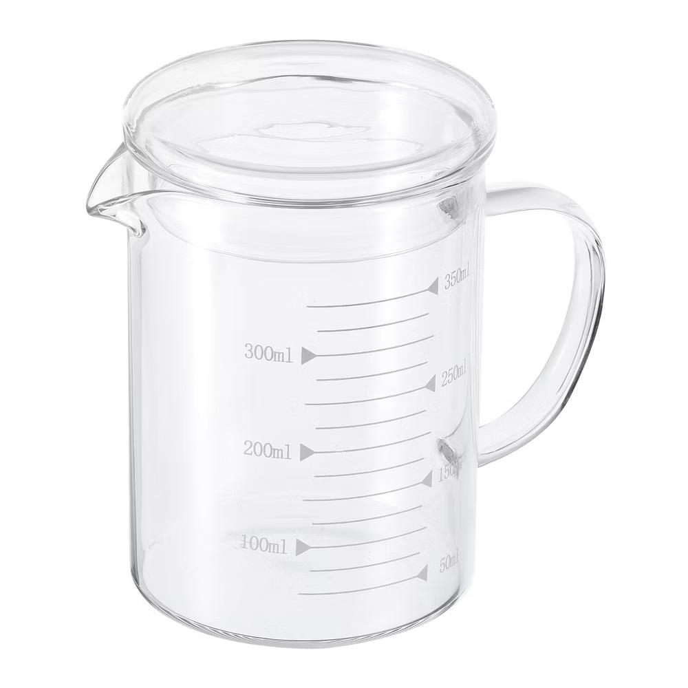 Borosilicate Glass Scale Measure Cups with Glass Lid and V-Shaped Spout