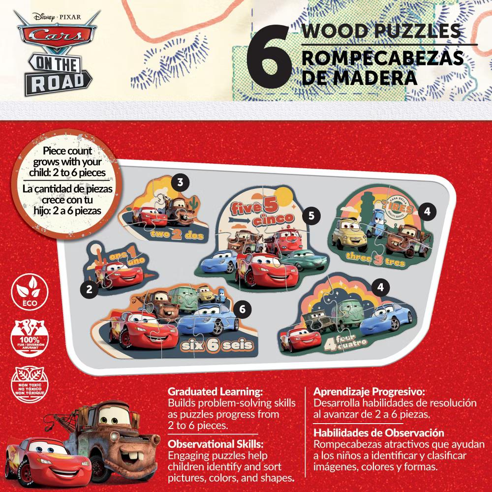 Educational Puzzles - 6-Pack Mini Shaped Wood Jigsaw Puzzles, Cars - Image 3