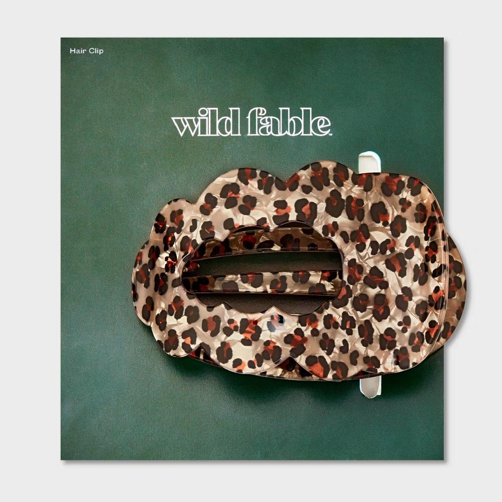 Scallop Leopard Shovel Claw Hair Clip - Brown - Image 3