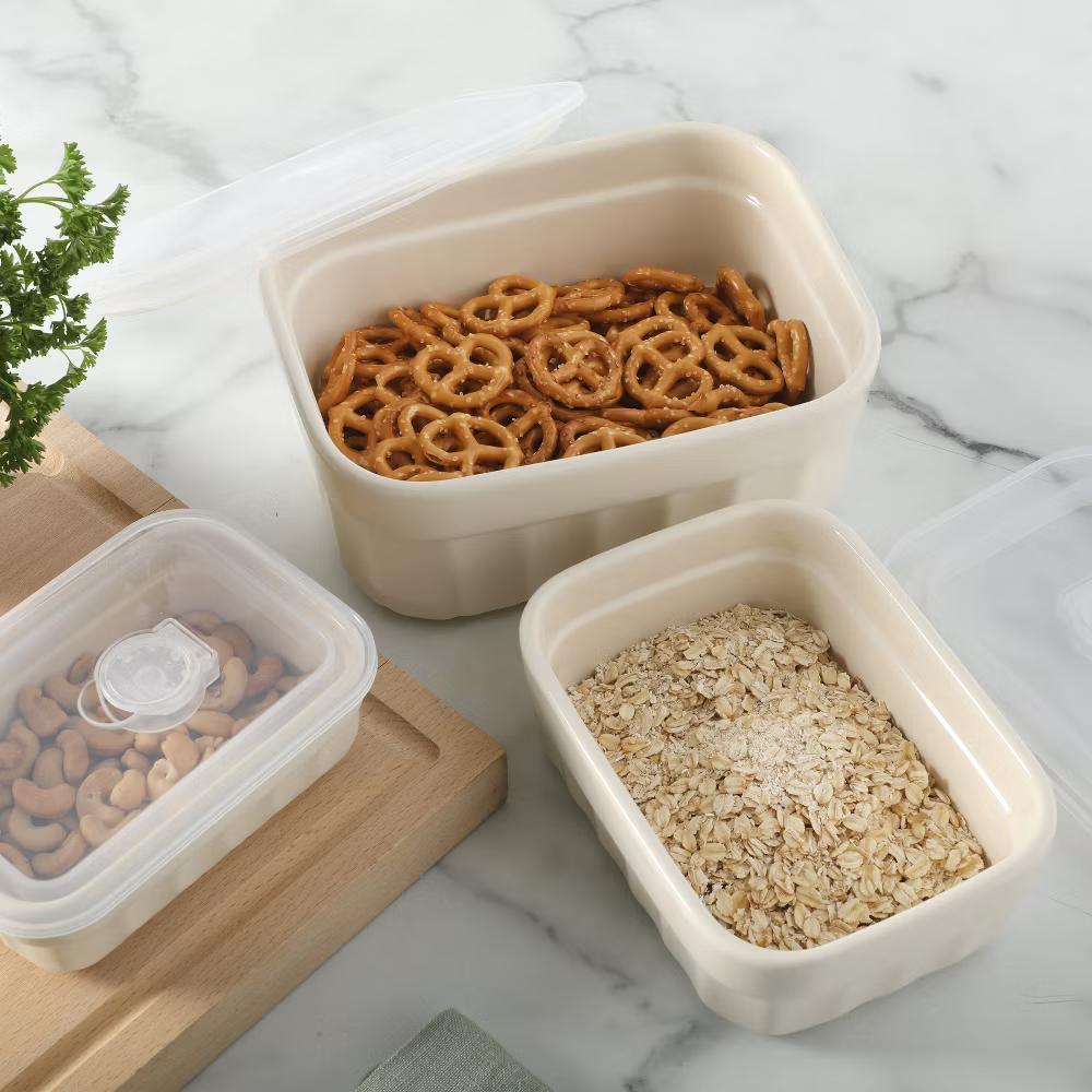 Martha Stewart Broadbrook 6 Piece Stoneware Meal Prep Container Set with Lids, Food Storage Bakeware, Ovenµwave&Dishwasher Safe, Cream - Image 10