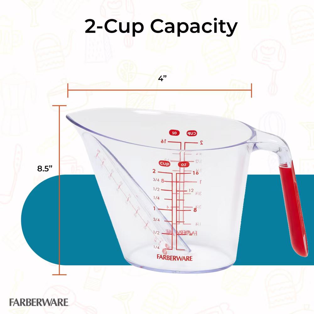 Farberware Pro Angled Measuring Cup - Clear Standard & Metric Markings - Ideal for Baking, Cooking, Liquid Measuring (Red) - Image 19