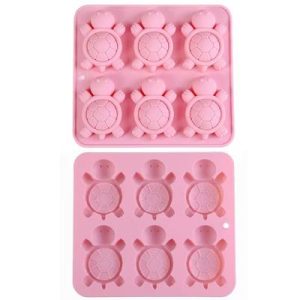 Alilang 6-Cavity Turtle-Shaped Silicone Mold for Candy, Chocolate, Ice and Treats 6.5x6x0.8in - Pink