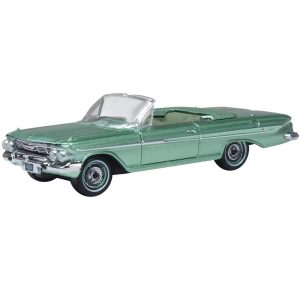 1961 Chevrolet Impala Convertible Arbor Green Metallic with Green Interior 1/87 (HO) Diecast Model Car