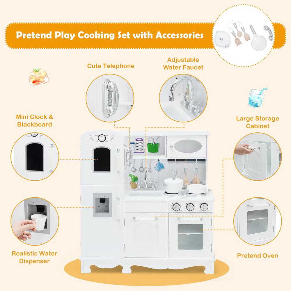 Play Kitchen Pretend Play Cookware Set Toys for Kids w/ Water Dispenser - Image 10