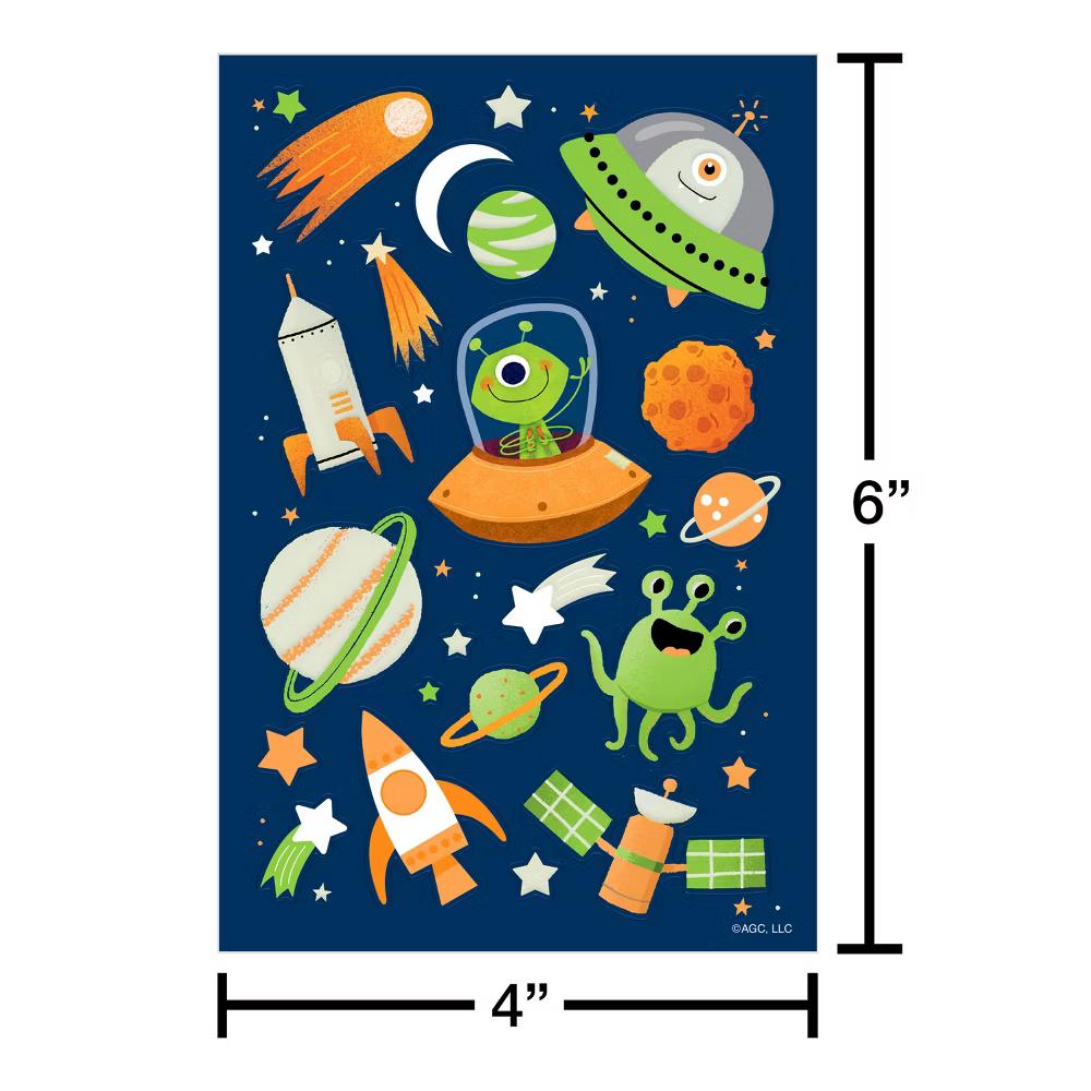 50ct 1 Sheet Stickers For Kids' Aliens in Outer space - Image 2