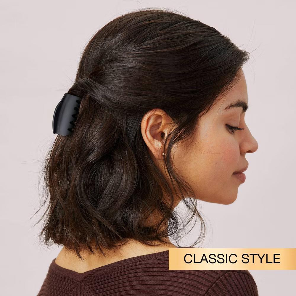 No-Slip Grip Recycled Covered Hinge Claw Clips - Matte Black/Matte Tortoise - All Hair - 2pcs - Image 5