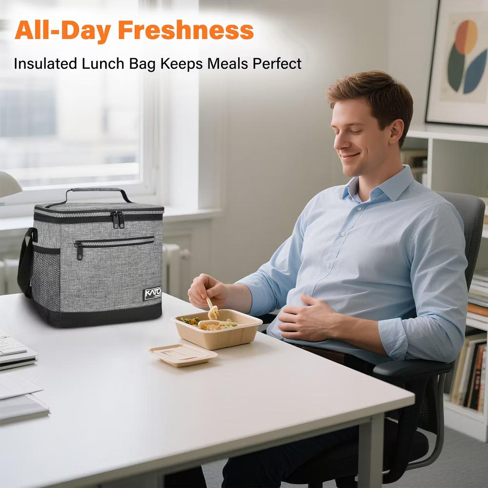 9.3" Insulated Lunch Bag with Water Bottle Pocket, Leakproof 20 Cans Lunch Tote with Front Zipper Pocket, Zipper Closure Lunch Box - Image 20