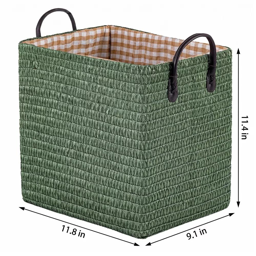 Woven Storage Basket for Clothes Shoes Organizer Bin with Handles - Image 13