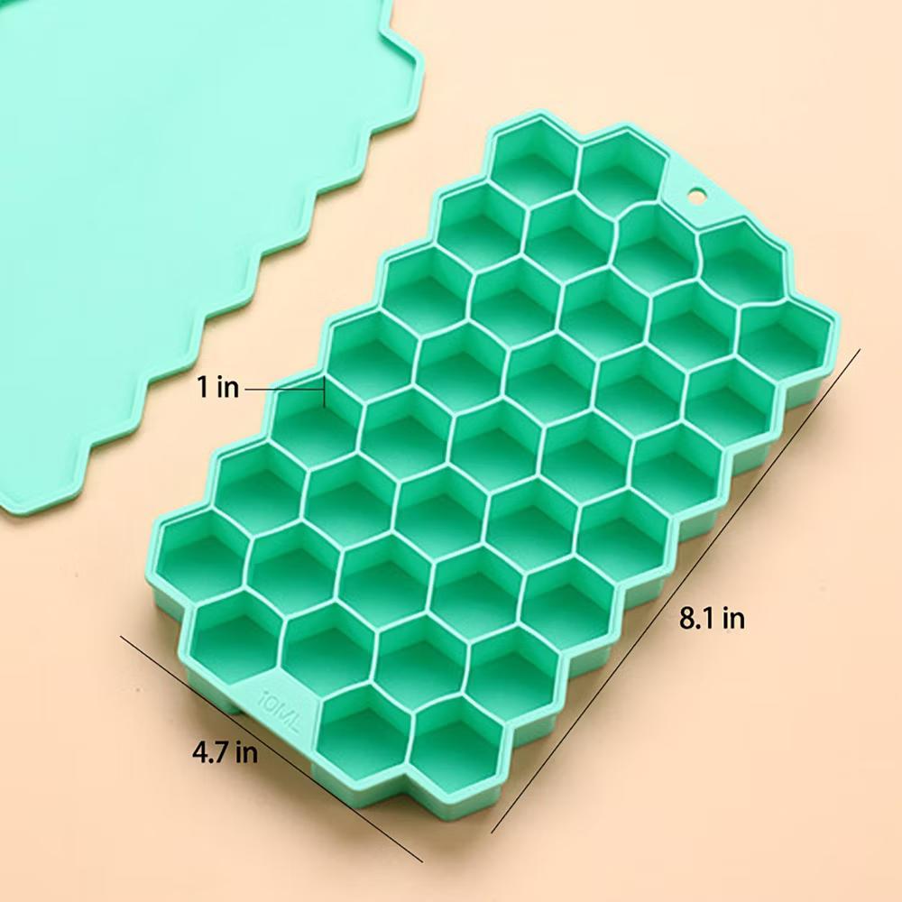 Alilang 2-Piece Honeycomb Ice Cube Tray - 37-Grid Flexible Mold with Spill-Resistant Lid - Image 2