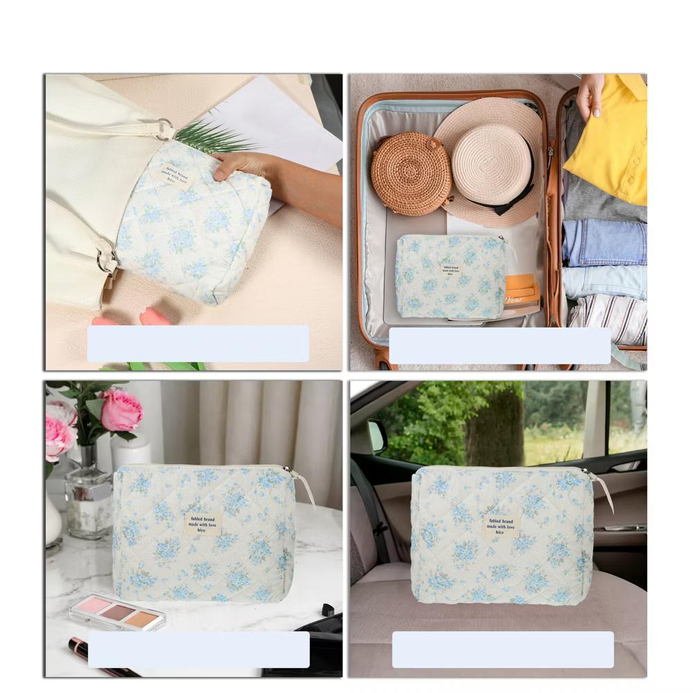 Women's Quilted Makeup Bag Large Capacity Cosmetic Bag White 2 Pcs - Image 6