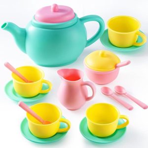 18PCS Pretend Play Tea Party Set Play Food Accessories, Plastic Tea Set, Mini Kitchen for Kids, Gifts for Toddler Boys Girls Ages 3 4 5 6 Years Old