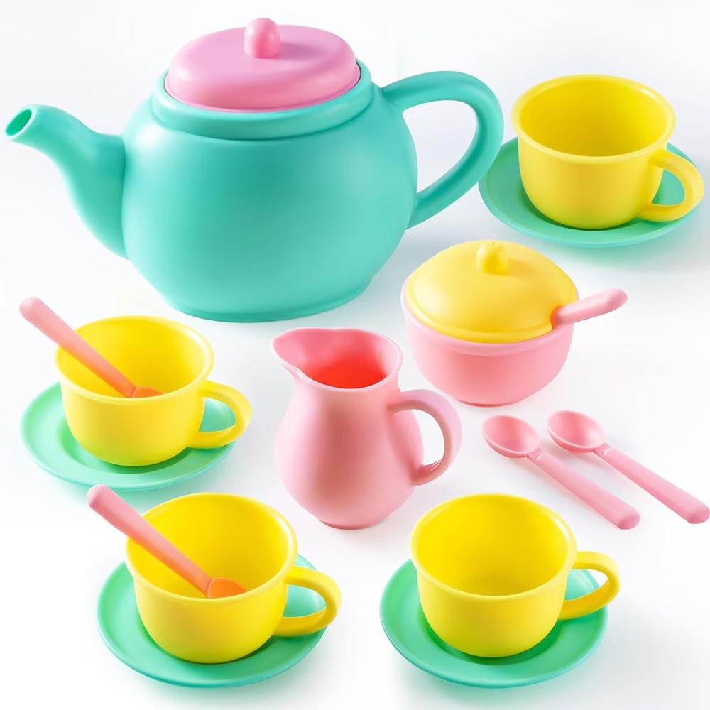 18PCS Pretend Play Tea Party Set Play Food Accessories, Plastic Tea Set, Mini Kitchen for Kids, Gifts for Toddler Boys Girls Ages 3 4 5 6 Years Old