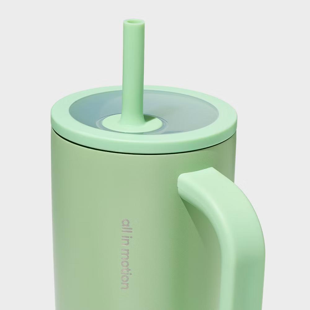 StrawBlue40 fl oz Stainless Steel Tumbler with Straw - Image 9