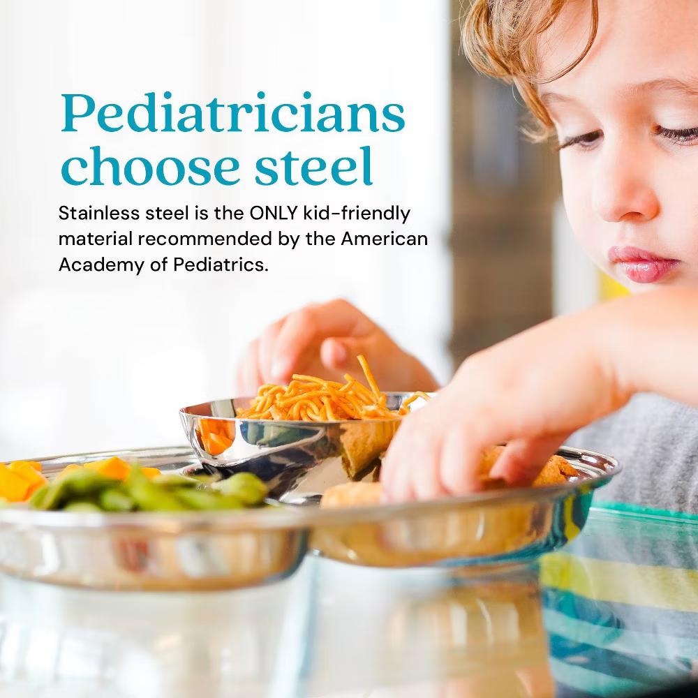 Ahimsa 9.7" Stainless Steel Balanced Bites Divided Plate - Image 10