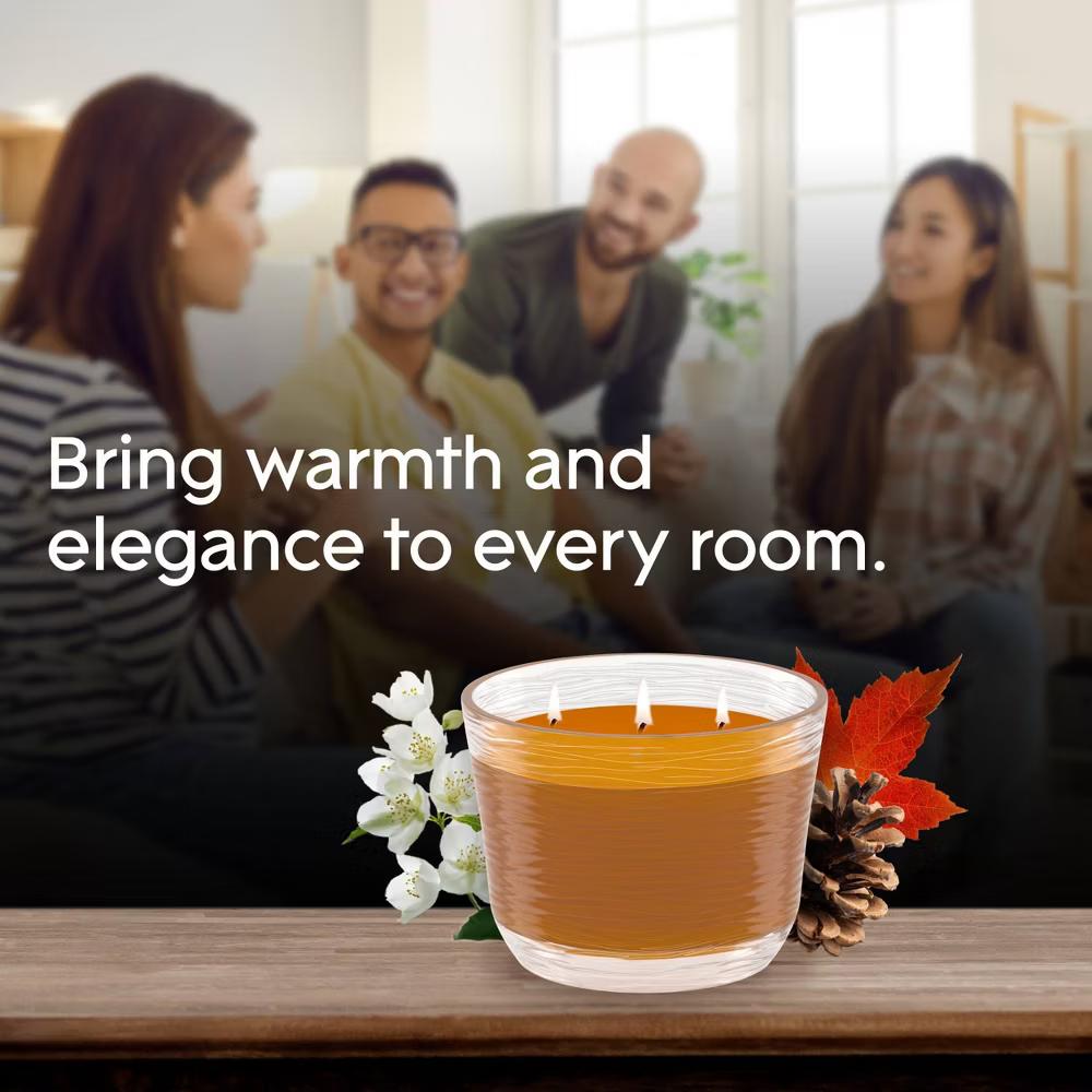 Glade 3 Wick Scented Candle in Glass Jar - Cashmere Woods - 6.8oz: Indoor Use, Jasmine, Sandalwood, Musk, 30-Hour Burn Time