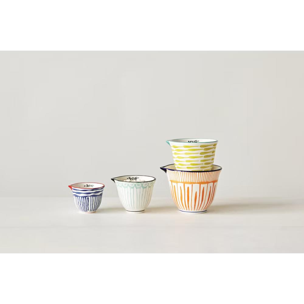 Storied Home Hand Stamped Stoneware Measuring Cups (Set of 4 Sizes/Designs) - Image 3