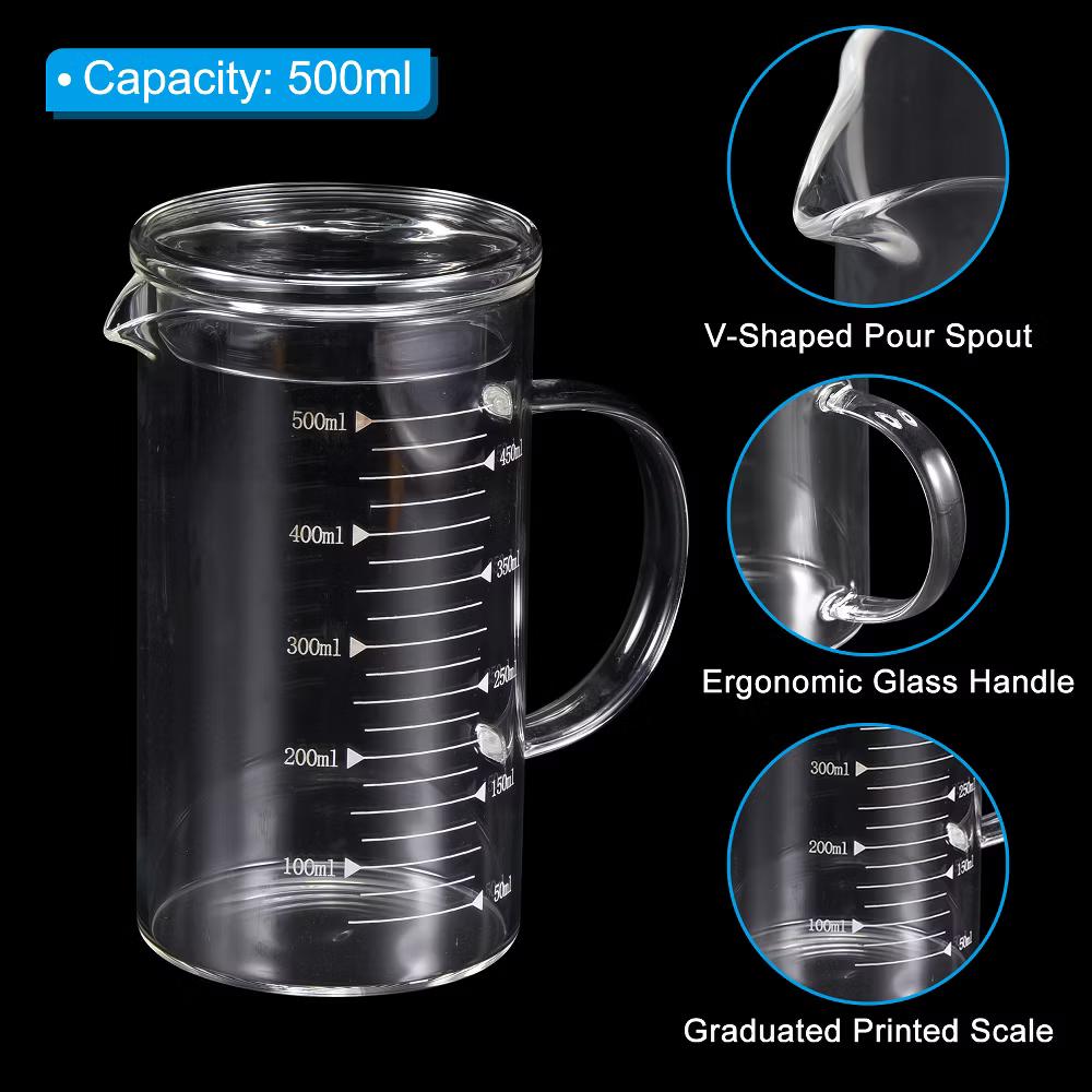 Borosilicate Glass Scale Measure Cups with Glass Lid and V-Shaped Spout - Image 16