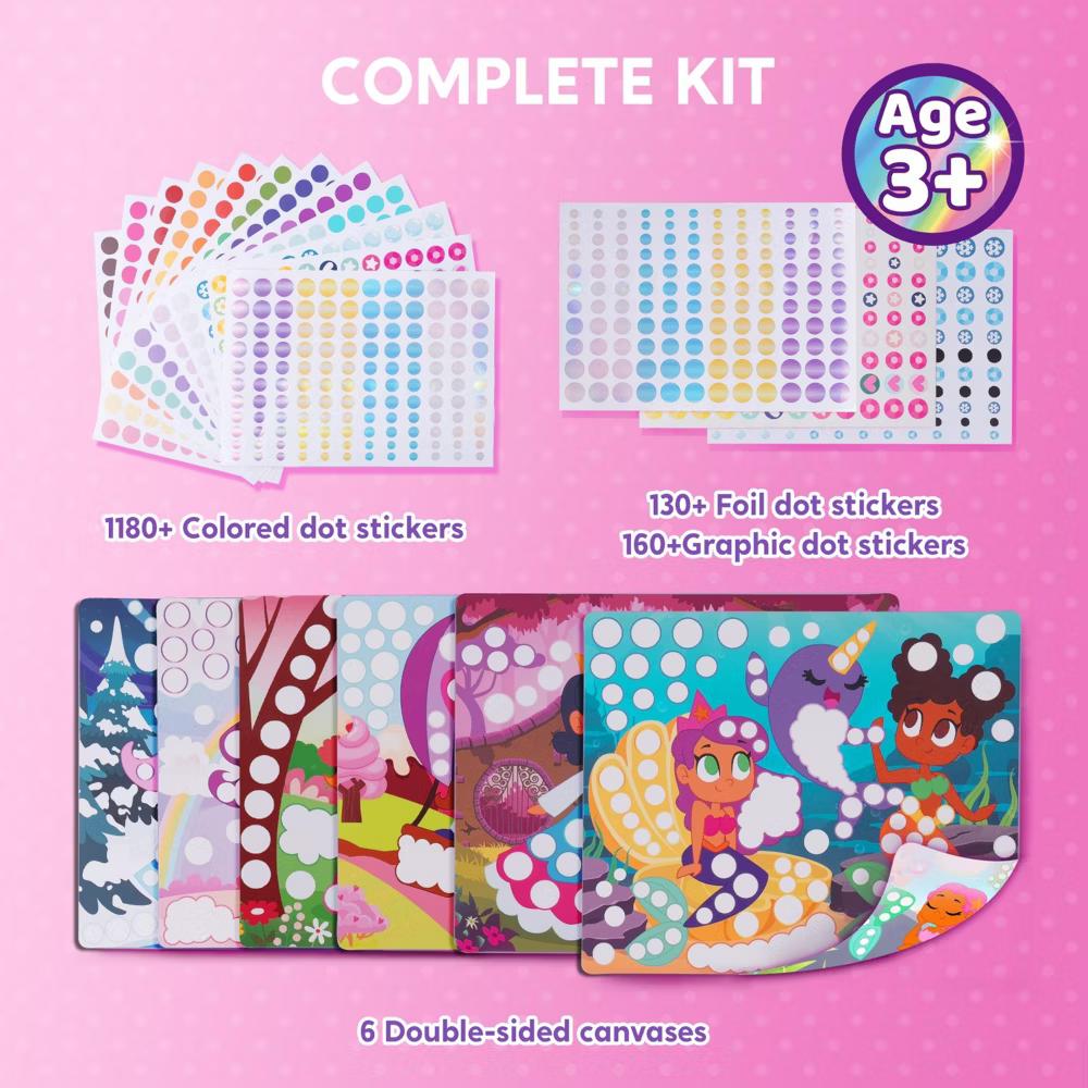 Unicorns & Princess Dot Art Paper Craft Kit for Girls Age 3+ No Mess DIY Stickers Kids School Arts & Crafts Supplies Birthday Gifts Party favors - Image 7