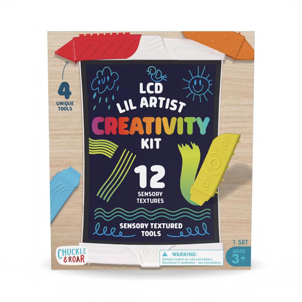 LCD Lil Artist Creativity Kit – Reusable LCD Drawing Tablet with Sensory Texture Tools for Kids, Ages 3+