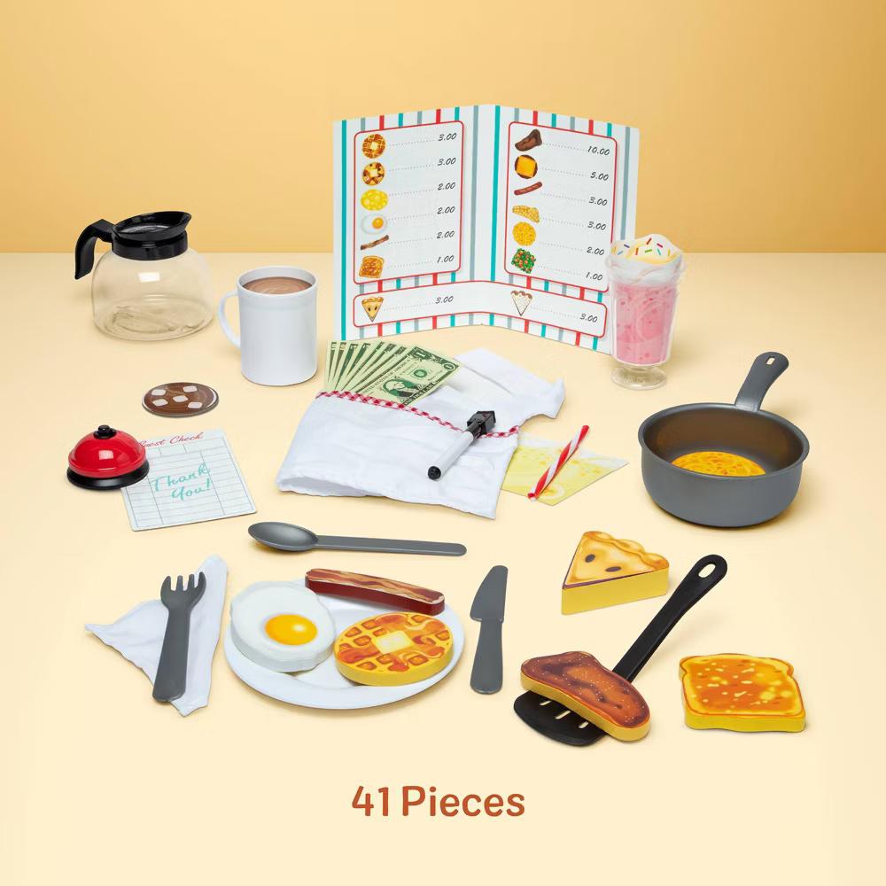Star Diner Restaurant 41pk Play Set with Toy Food, Cookware & Play Kitchen Accessories - Image 6