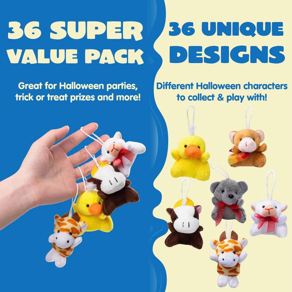 36Pcs Kids Mini Plush Animal Toy Set Easter Christmas Bulk Stuffed Keychain Party Favors Animals Decoration Toys Carnival Prizes Birthday Gift - Image 4