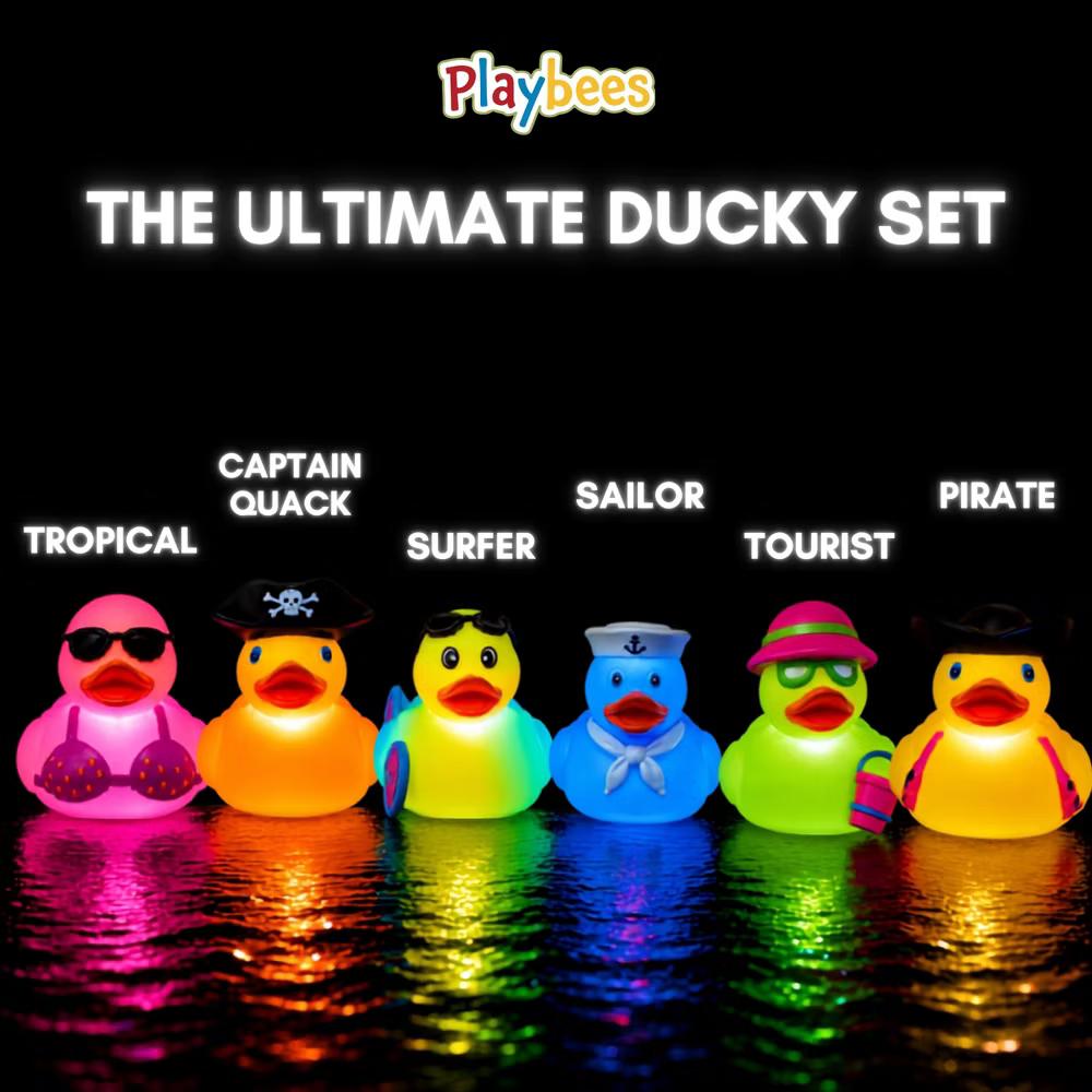 Playbees Light Up Bath Toys for Toddlers, 6 Color-Changing Rubber Ducks - Image 2
