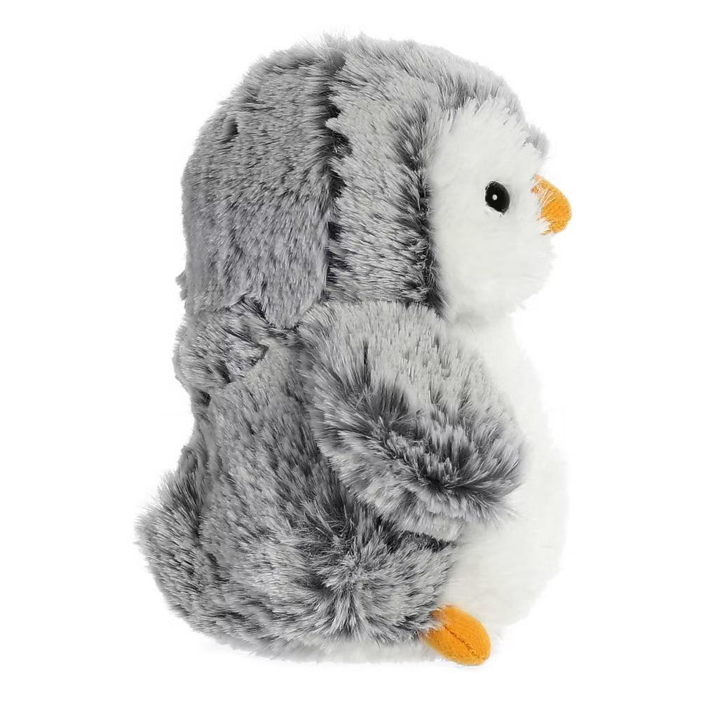 Small Mini PomPom Penguin Playful Stuffed Animal Gray 6"