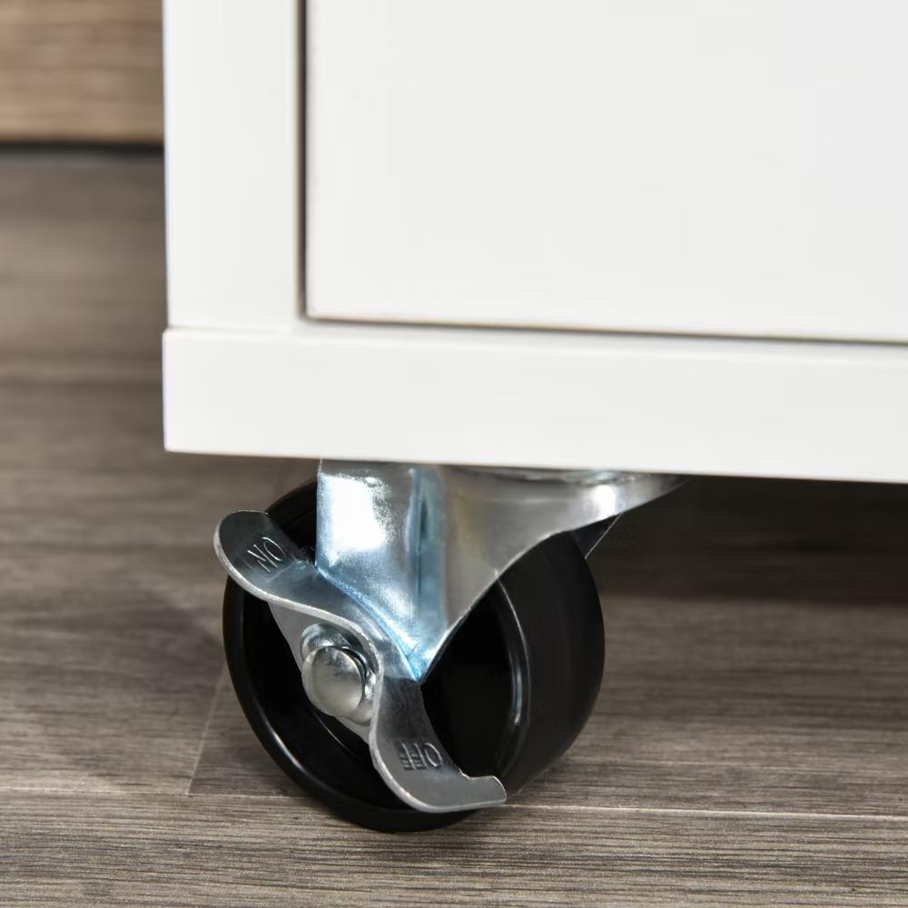 HOMCOM Printer Stand Home Office Mobile Cabinet Organizer Desktop with Caster Wheels, 2 Locking Breaks and Drawer
