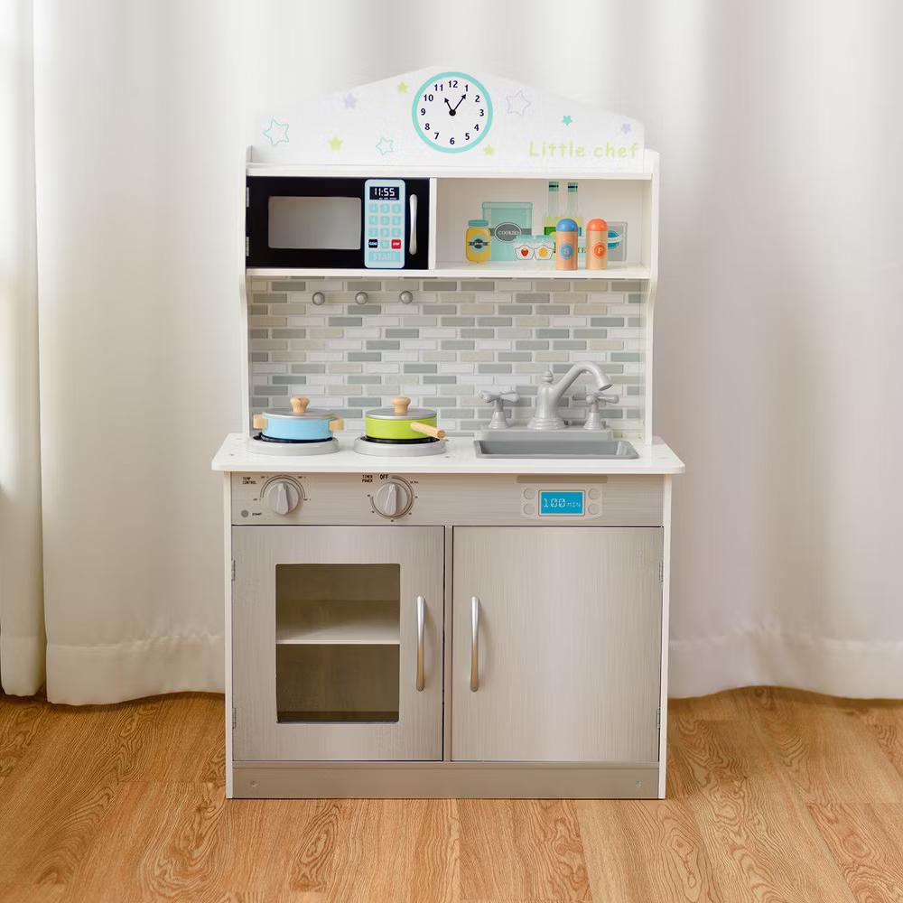 Kids Wooden Pretend Cooking Playset Cookware Play Set Kitchen Toys Gift - Image 3