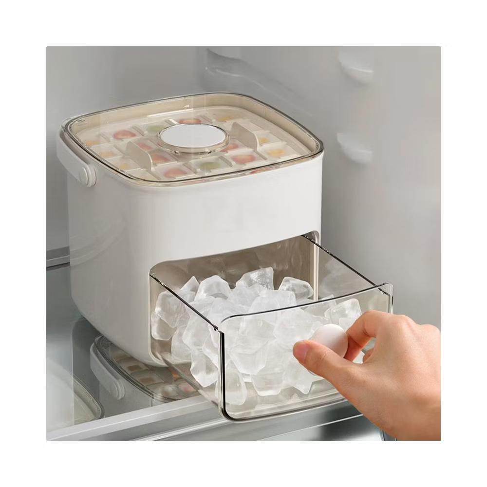 Compact Mini Ice Cube Tray with Lid, 6 Inch Small Storage Bin Ice Maker Mold, Reusable Tiny Ice Container with Ice Tongs, Ideal for RV & Mini Fridge