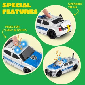 4 Pcs 7" Vehicle Toy Set, Car Toys Including Police Car, School Bus, Garbage Truck, Ambulance, Birthday Gifts Toys for Boys 3 4 5 6 Years