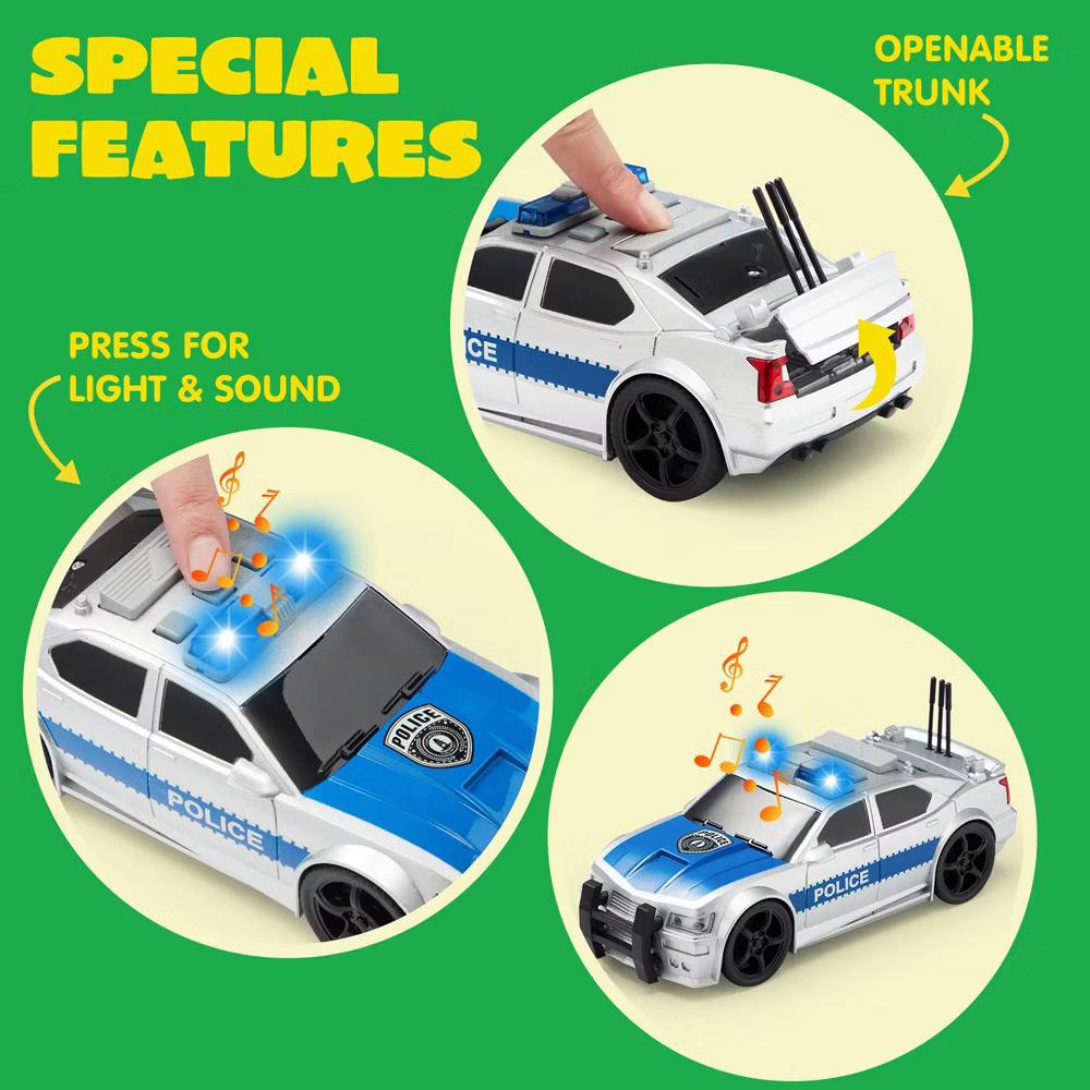 4 Pcs 7" Vehicle Toy Set, Car Toys Including Police Car, School Bus, Garbage Truck, Ambulance, Birthday Gifts Toys for Boys 3 4 5 6 Years