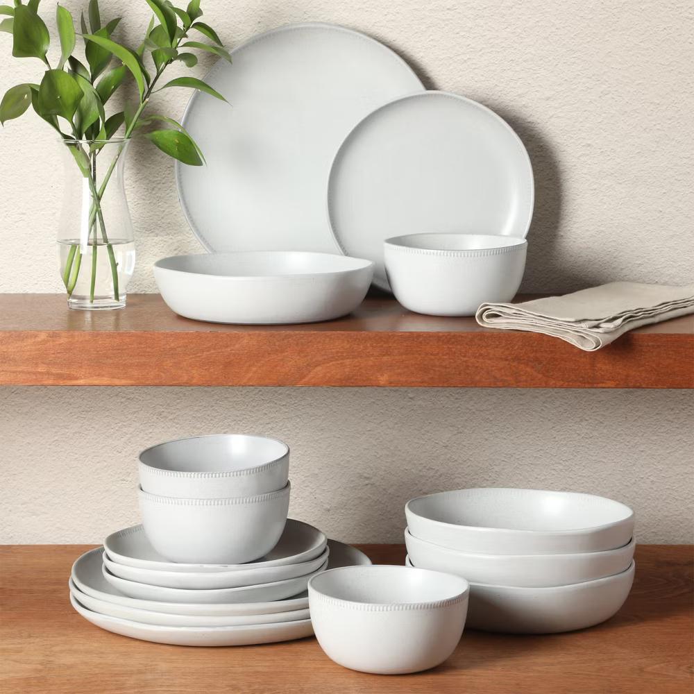 Menlo Park 16-Piece Stoneware Dinnerware Set – Reactive Glaze, Embossed Plates and Bowls, Service for 4 - Image 9