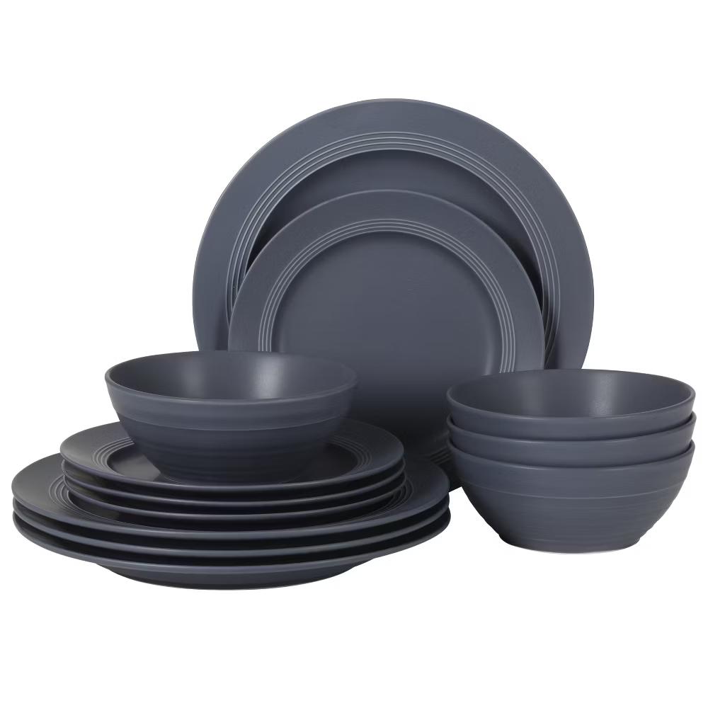 Soleil 12 Piece Linen White Stoneware Dinnerware Set for 4, Plates and Bowls Set with Dinner Plates, Salad Plates and Bowls - Image 15