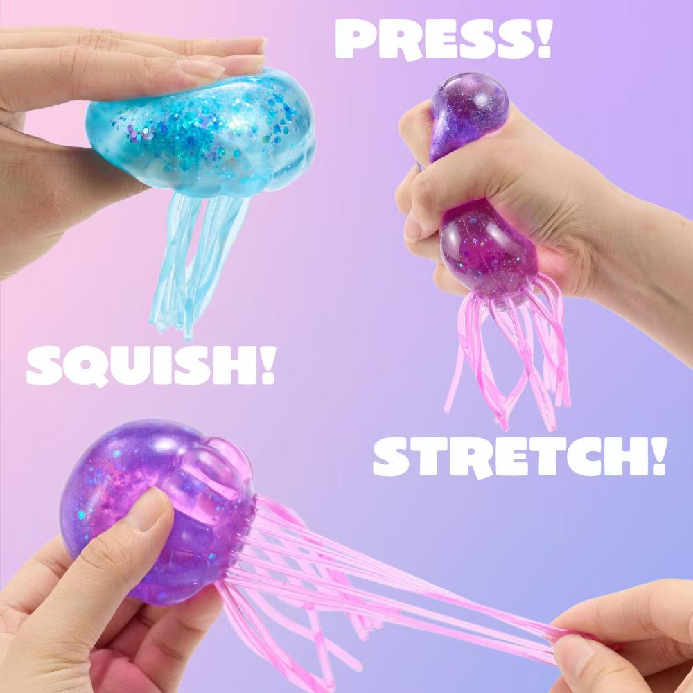 3-Pack Jellyfish Squishy Sensory Squeeze Toys, Stress Relief Anxiety Fidget Toy, Summer Party Favors & Birthday Gifts for Kids Adults - Image 6