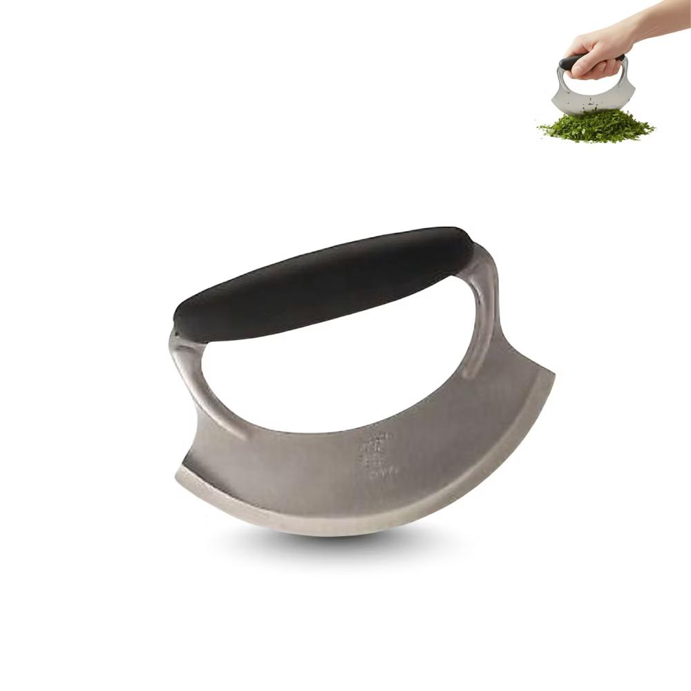 Amco Mezzaluna Herb Chopper with Silicone Handle & Stainless Steel Blade - 4.9" Dishwasher Safe Chopping Tool for Herbs, Vegetables & Garlic. - Image 7