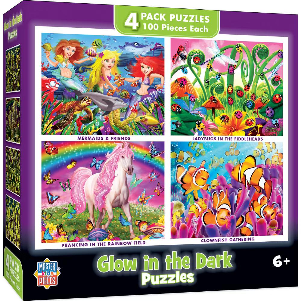 Glow in the Dark 100 Piece Puzzle Set - Educational Fun 4-Pack - Image 9
